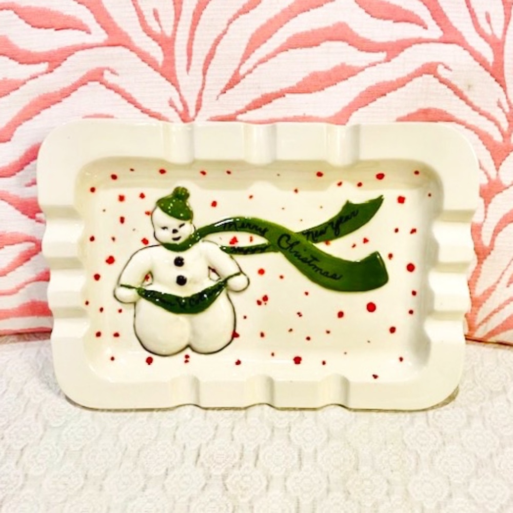 JN29-Vintage 1971 Personalized Holiday Snowman Plate